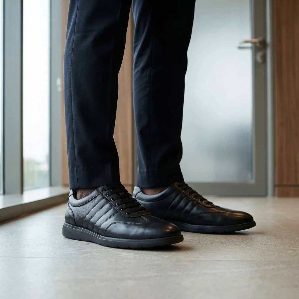 Chaussures en cuir noir dans un contexte d'entretien
